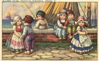 Dutch folklore, Italian art postcard, CCM No. 2626 s: Chiostri