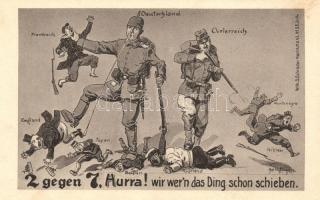 2 gegen 7, Hurra! WWI propaganda, Wilh. S. Schröder Nachf. s: Ad. Hoffmann