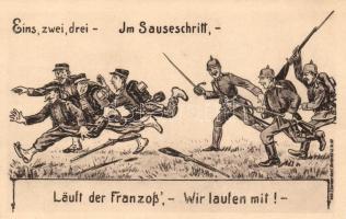 Eins, zwei, drei - im Sauseschritt.. WWI propaganda, Wilh. S. Schröder Nachf. s: Ad. Hoffmann