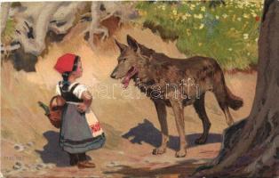 Little Red Riding Hood, Meissner & Buch, Serie 1874. Deutsche Märchen litho s: Paul Hey