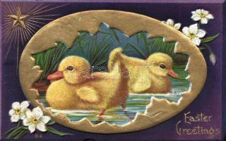 Easter, ducks Emb. litho
