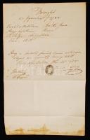 1858 Nyírbakta város pecsétjével ellátott igazolás