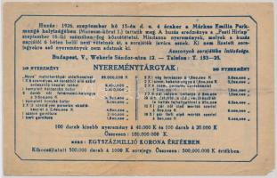 Budapest 1926. "Asszonyok sorsjegye" 1000K tárgysorsjáték T:III
