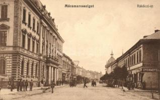 Máramarossziget, Rákóczi út, Steinmetz kereskedése; Wizner és Dávid kiadása / street with shop