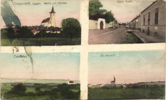 Cinfalva, Siegendorf; church and rectory, street, sugar factory, Nr. 9632. (Rb)