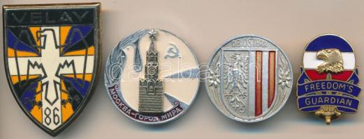 Vegyes 4db külföldi zománcozott jelvény (közte Szovjetunió,Ausztria,Franciaország) T:vegyes Mixed 4pcs of enamelled badges (Soviet Union,Austria,France) C:mixed