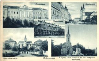 Zalaegerszeg, Főgimnázium, Széchenyi tér, Notre Dame zárda, vasútállomás, Csány László szobor, Evangélikus templom