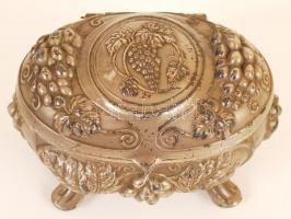 Antik hatású fém ékszertartó doboz, 10x14x9 cm