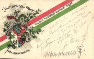 Hazádnak rendületlenül légy híve óh magyar! Hungarian flag, crest, crest