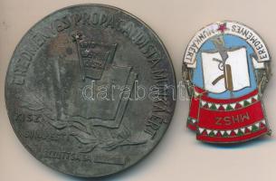 1962. "Eredményes Propagandista munkáért KISZ Budapesti Bizottsága" fém jelvény (60mm) + ~1970. "MHSZ Eredményes Munkáért" zománcozott kitüntető jelvény T:2,2-