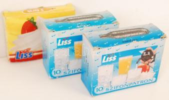 Több darabos konyhai tétel: Szifon 3 doboz patronnal, kávéfőző kiöntővel, ébresztő óra, összesen: 7 ...