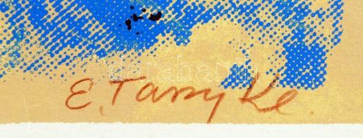 Tassy Klára (1922-2001): Virágok. Monotípia, papír, jelzett, 41×30 cm