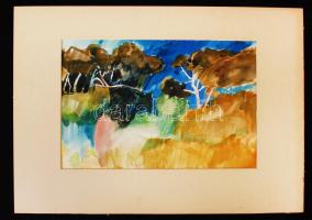 Sípos Tibor (1946-): Tájkép. Akvarell, papír, jelzett, 31×47 cm
