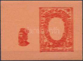 1942 Szent László ünnepei hét Nagyváradon emlékív fogazatlan fázisnyomat narancssárga papíron, barna színnyomat nélkül, a piros szín kettős nyomatával