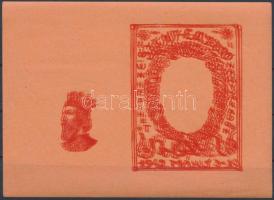 1942 Szent László ünnepei hét Nagyváradon emlékív fogazatlan fázisnyomat narancssárga papíron, barna színnyomat nélkül, a piros szín kettős nyomatával