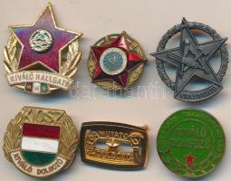 6db szocialista jelvény zománcozott darabokkal, közte "Kiváló Hallgató", "Kiváló Újító" T:2,2-