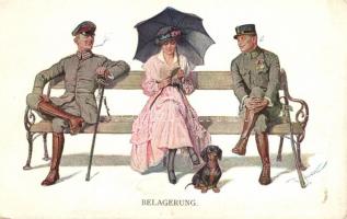 'Belagerung', Flirting officers, M.Munk Wien, Nr. 1119. artist signed