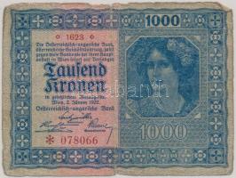 Ausztria 1922. 1000K T:III- Austria 1922. 1000 Kronen C:VG Krause 78