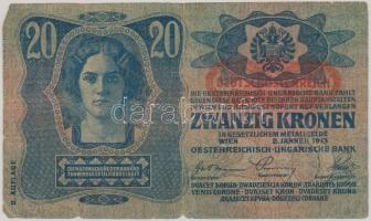 1913. 20K II. kiadás, piros "Deutschösterreich" bélyegzéssel T:III
Adamo K18B