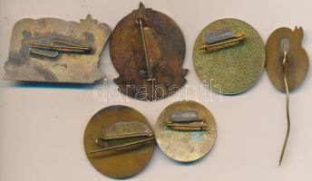 6db vegyes zománcozott szocialista jelvény, közte "Sztálinváros", "II. Kerületért&quo...