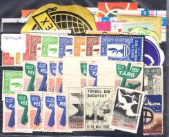 91 db levélzáró, vásári bélyeg, segélybélyeg, levélzáró