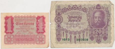 Ausztria 1922. 1K + 20K T:III Austria 1922. 1 Krone + 20 Kronen C:F Krause 73,76