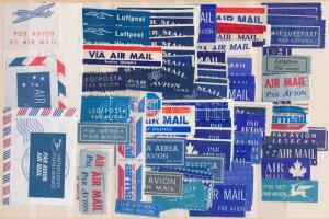 80 db légi posta ragjegy klf országokból