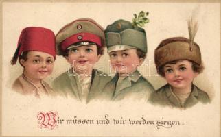 Wir müssen und wir werden siegen / Central powers, WWI propaganda litho