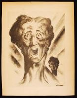 Ruzicskay György (1896-1993): Rémület. Algrafia, papír, jelzett az algrafián, 24×18 cm