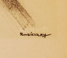 Ruzicskay György (1896-1993): Rémület. Algrafia, papír, jelzett az algrafián, 24×18 cm