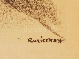 Ruzicskay György (1896-1993): Terhek alatt. Algrafia, papír, jelzett az algrafián, 24×18 cm