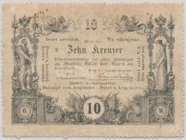 1860. 10Kr "K. K. Hauptmünzamt für Silberscheidemünze" vízjeles papíron, fogazott szélű T:II- Austrian Empire 1860. 10 Kreuzer "K. K. Hauptmünzamt für Silberscheidemünze" with watermark, dentate C:VF Kodnar 98b, Adamo G92