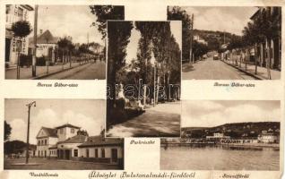 Balatonalmádi-fürdő, Baross Gábor utca, vasútállomás, cukrászda (ázott / wet damage)