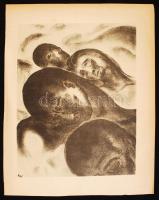 Ruzicskay György (1896-1993): Álomra szenderülve. Algrafia, papír, jelzett az algrafián, 24×18 cm