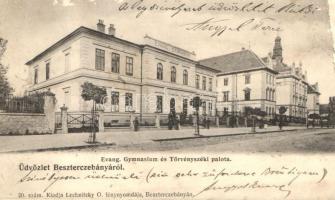 Besztercebánya, Evangélikus gimnázium, Törvényszéki palota, kiadja Lechnitzky O. / grammar school, Palace of Justice (ázott / wet damage)