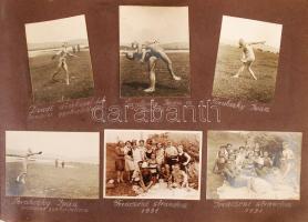 cca 1914-1930 Fotóalbum Tata-Tóvárosi életképekkel, valamint érdekes sport képekkel, összesen kb 100 db fotó