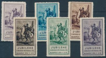 1934 Jubilehe II. Országos Bélyegkiállítás levélzáró sor, 6 klf érték