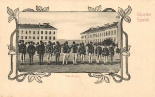 Eger, Kaszárnya, katonák, Art Nouveau