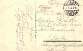 Maschinengewehr-Kompagnie im Feuer / German military, WWI litho flag