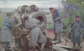 Előkészületek a 30.5 cm mozsár elsütéséhez / Vorbereitungen zum Abfeuern eines 30.5 cm Mörsers / WWI, K.u.K. artillery, 30.5 cm cannon (EK)