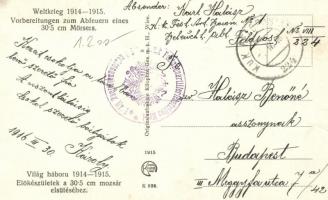 Előkészületek a 30.5 cm mozsár elsütéséhez / Vorbereitungen zum Abfeuern eines 30.5 cm Mörsers / WWI...