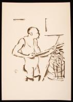 Molnár C. Pál (1894-1981): Úszómester, kis szériás ofszet-karton, 21x29 cm