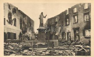 Asiago, Genieigazgatóság Trient. Madonna / Mary statue, war damage at the Italian front