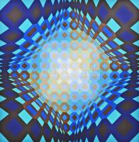Victor Vasarely (1908-1997): Vega sorozatból: OKTA-STRI. Szitanyomat,  papír, jelzett, számozott (11...