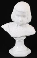 Herendi fiú büszt, biszkvit és fehér mázas, jelzett, hibátlan, m:20,5 cm
