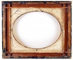 Antik képkeret, fa, gazdagon díszített, kisebb sérülésekkel, belső:69×59 cm, külső:92×72 cm