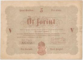 1848. 5Ft "Kossuth bankó" barna T:III Adamo G109