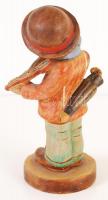 Hegedülő kisfiú, kézzel festett kerámia, jelzett (Hummel copy!), hibátlan, m:17 cm