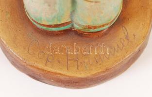 Hegedülő kisfiú, kézzel festett kerámia, jelzett (Hummel copy!), hibátlan, m:17 cm