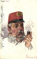 A 'Pszt' / WWI military officer with pipe s: Posner (small tear)